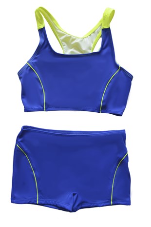 Endeep Kız Çocuk Şortlu Mavi Yüzücü Bikini Takımı