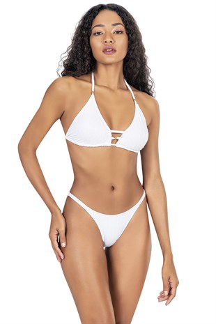 Endeep Kadın Üçgen Brazil Slip Beyaz Bikini Takımı