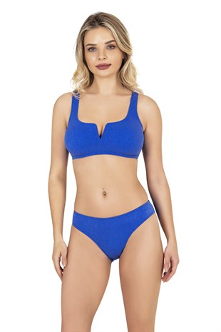 Endeep Kadın V Göğüs Mavi Bikini Takımı